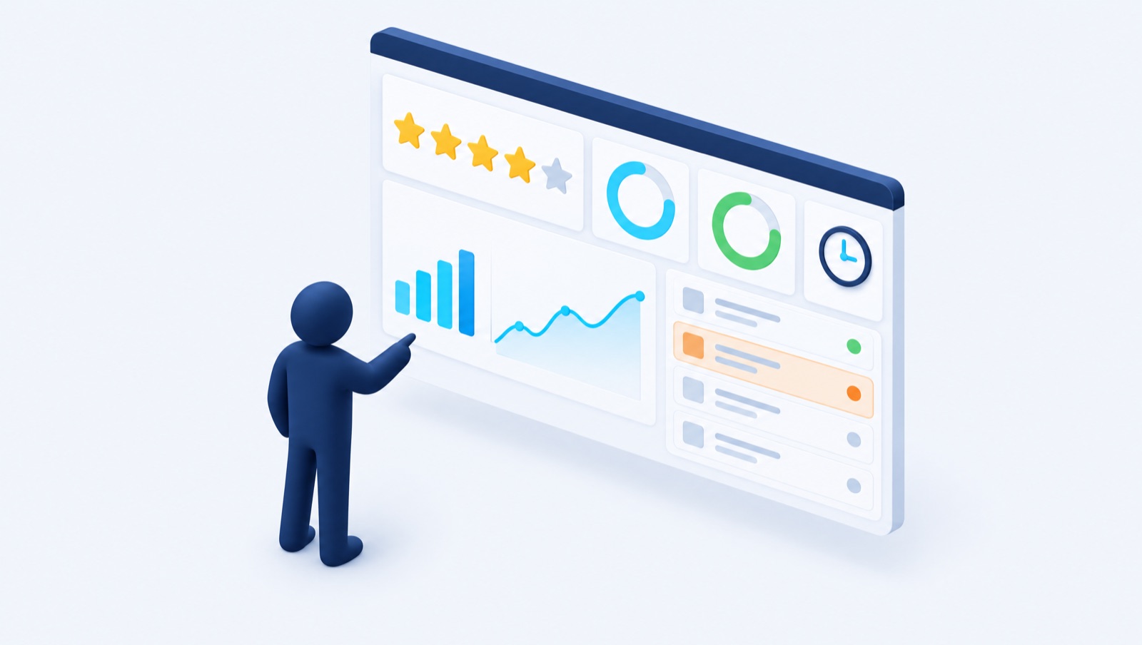 Le tableau de pilotage du responsable du support : satisfaction client, délais tenus, volumes, et tickets proches de leur échéance.